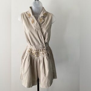 Rio Inc. Stud Embellished Denim  Romper  - Small